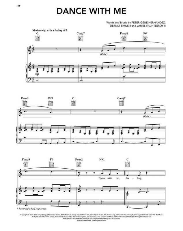 Bruno Mars - The Romantic - pour Piano, Voix et Guitare