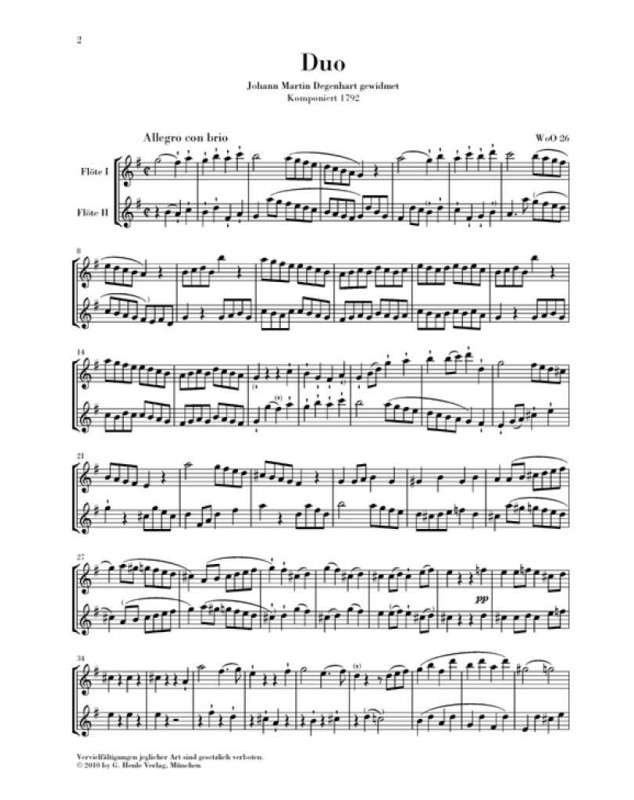 Beethoven : Duo pour flûtes WoO 26