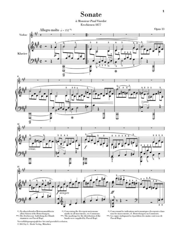 Gabriel Fauré : Sonate pour violon n° 1 en La majeur op. 13