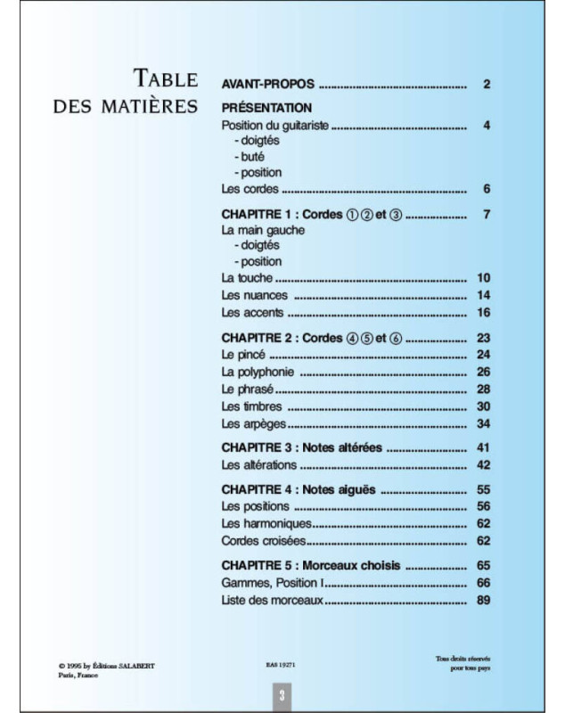 La Guitare Volume 1 - Didier Begon - Méthode - Editions Salabert
