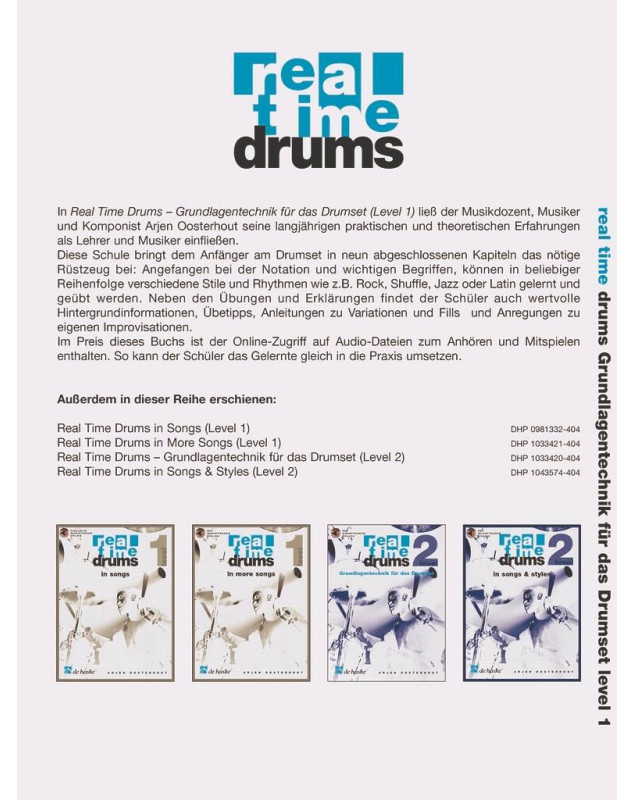 Arjen Oosterhout : Real Time Drums 1 (D) Grundlagentechnik für das Drumset
