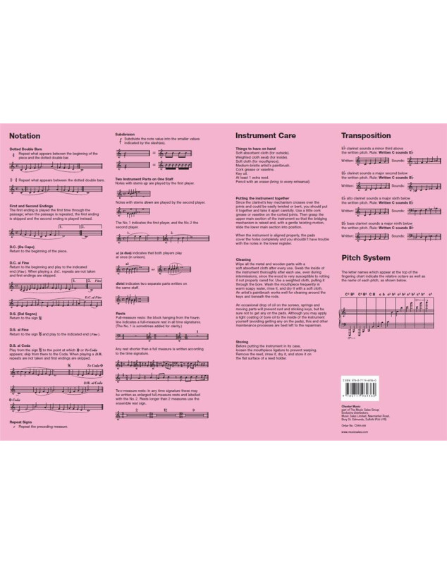 Clarinet Fingering Chart - Doigtés pour la Clarinette