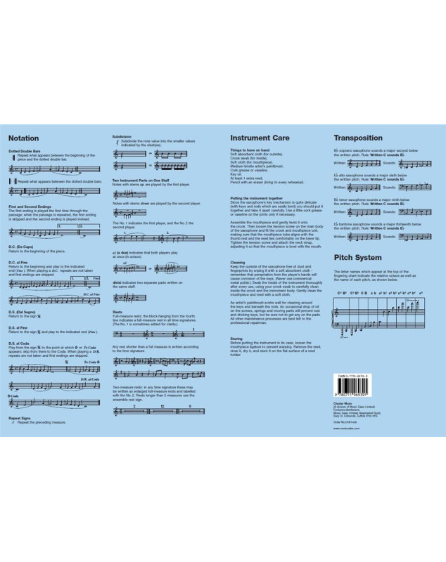 Saxophone Fingering Chart - Doigtés pour le Saxophone