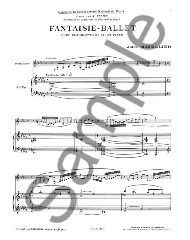 Jules Mazellier : Fantaisie-Ballet - Clarinette et Piano