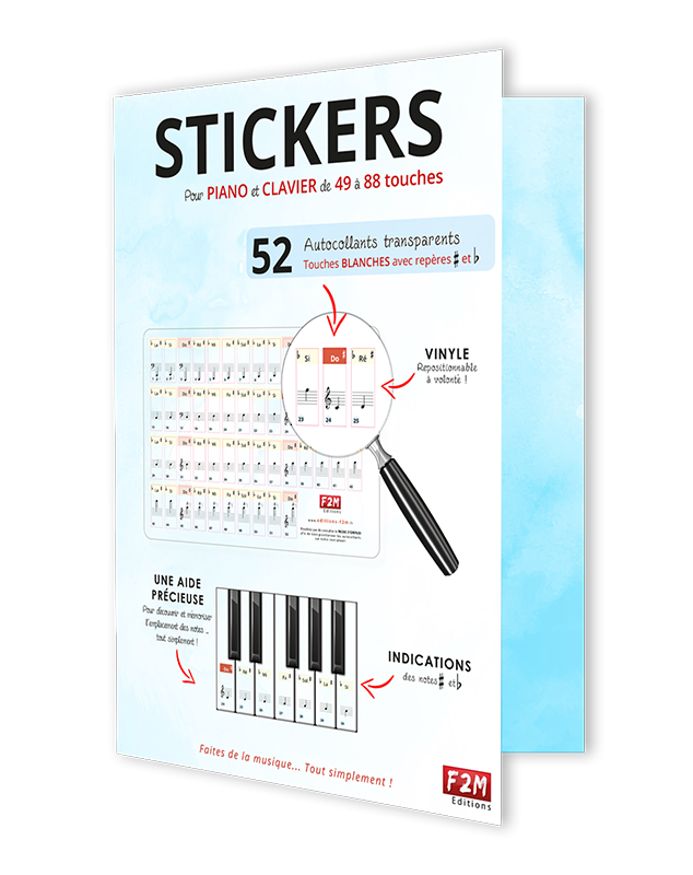 Stickers pour Piano et  Claviers de 49 - 61 - 76 ou 88 Touches - Autocollants