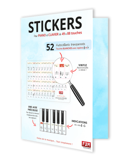 Stickers pour Piano et  Claviers de 49 - 61 - 76 ou 88 Touches - Autocollants