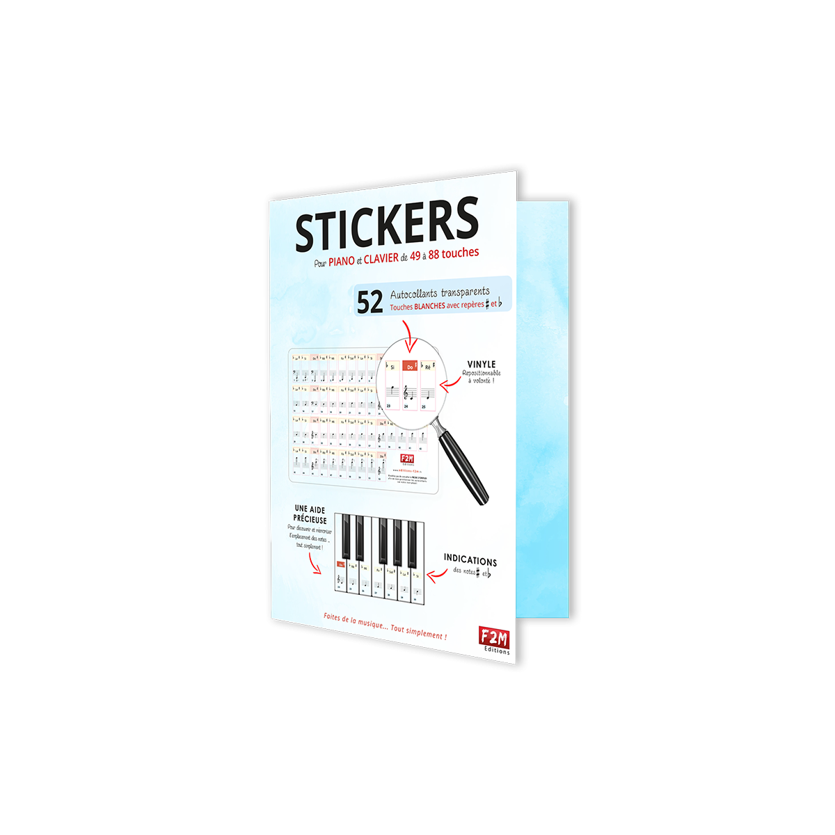 Stickers pour Piano et  Claviers de 49 - 61 - 76 ou 88 Touches - Autocollants