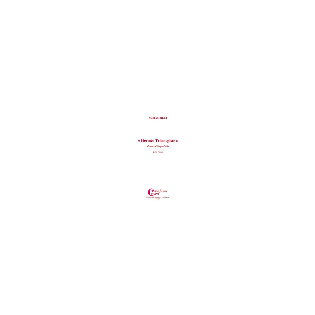 Sonate n°8 Op.200 Hermès Trimegiste (fac-simile)