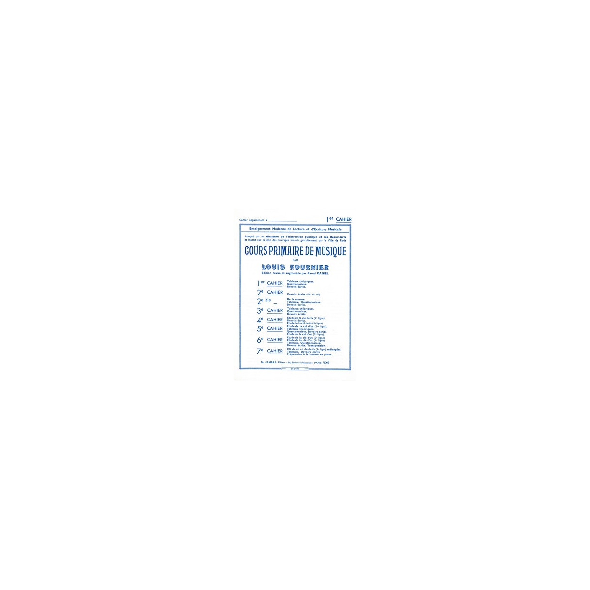Cours primaire de musique cahier 1