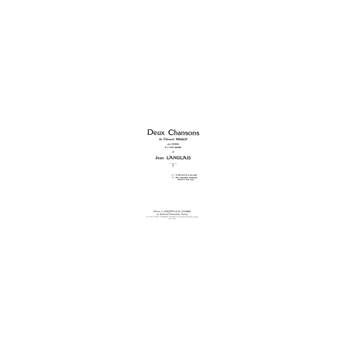 Chansons (2) Je suis aymé de la plus belle