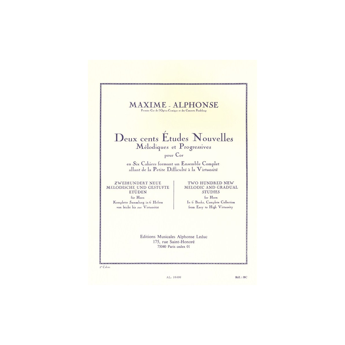 200 Etudes nouvelles mélodiques et progressives Vol. 5 - Maxime Alphonse