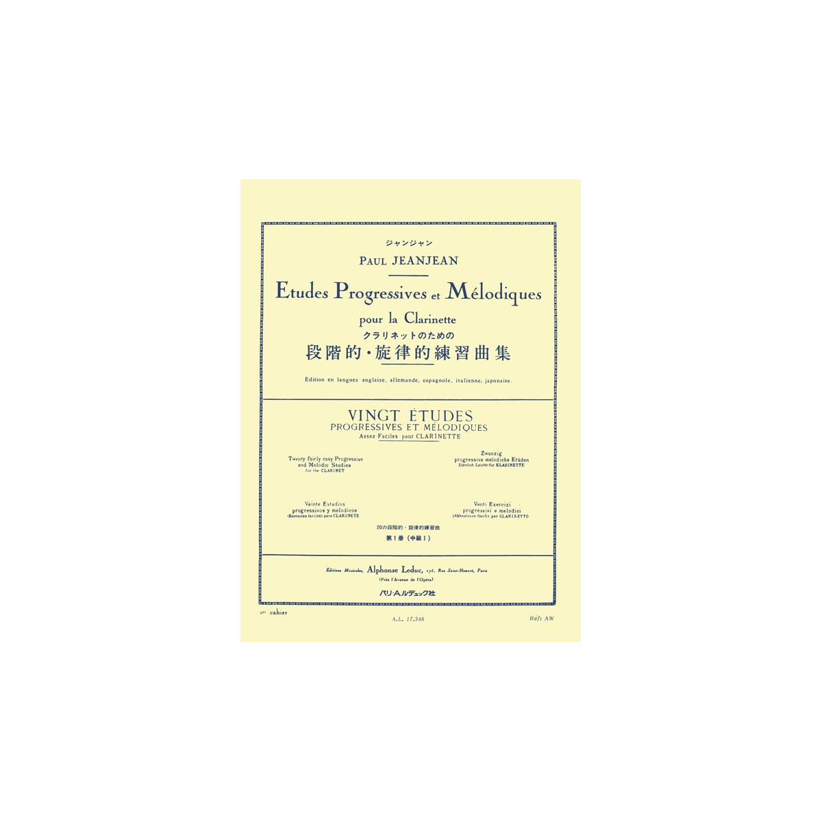 Paul Jeanjean : 20 Etudes Progressives et Mélodiques Vol. 1