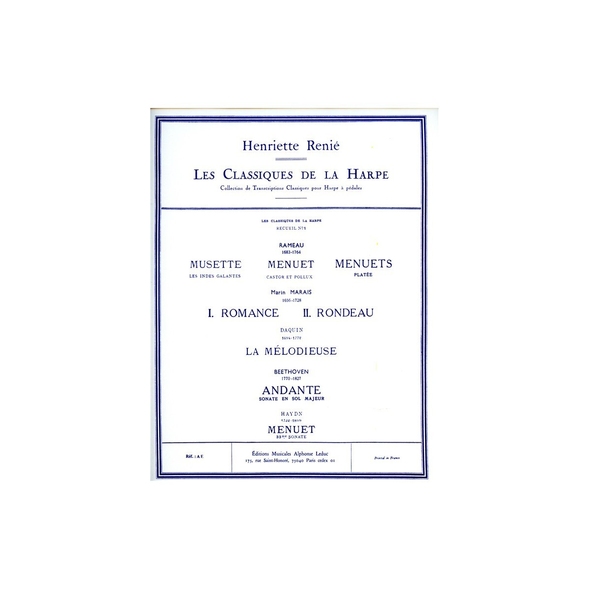 Les Classiques de la Harpe No. 1