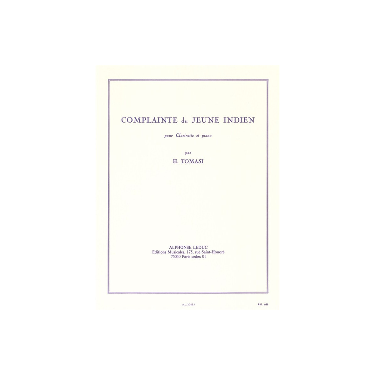 Henry Tomasi : Complainte du Jeune Indien - Clarinette et Piano