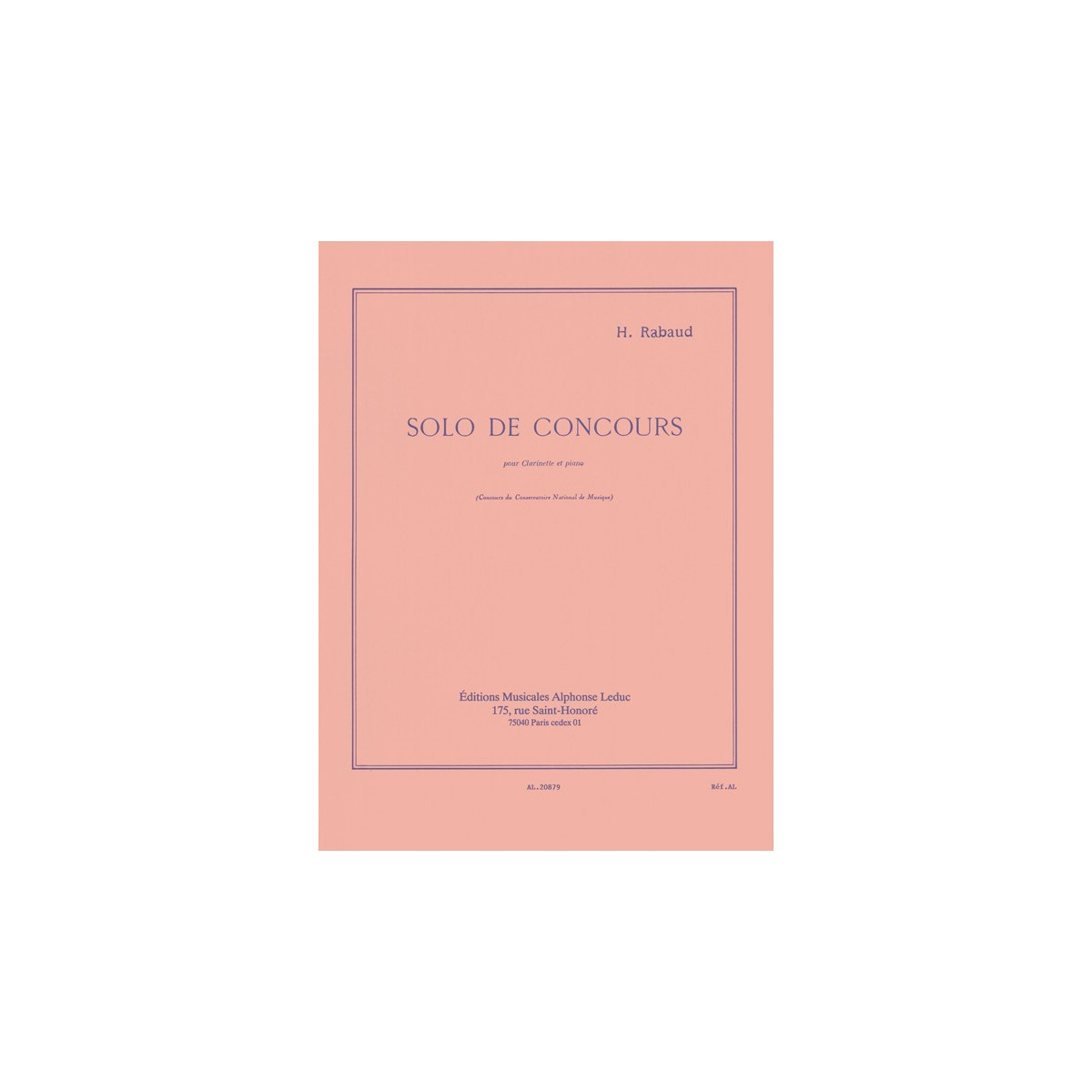 Henri Rabaud : Solo De Concours Pour Clarinette et Piano