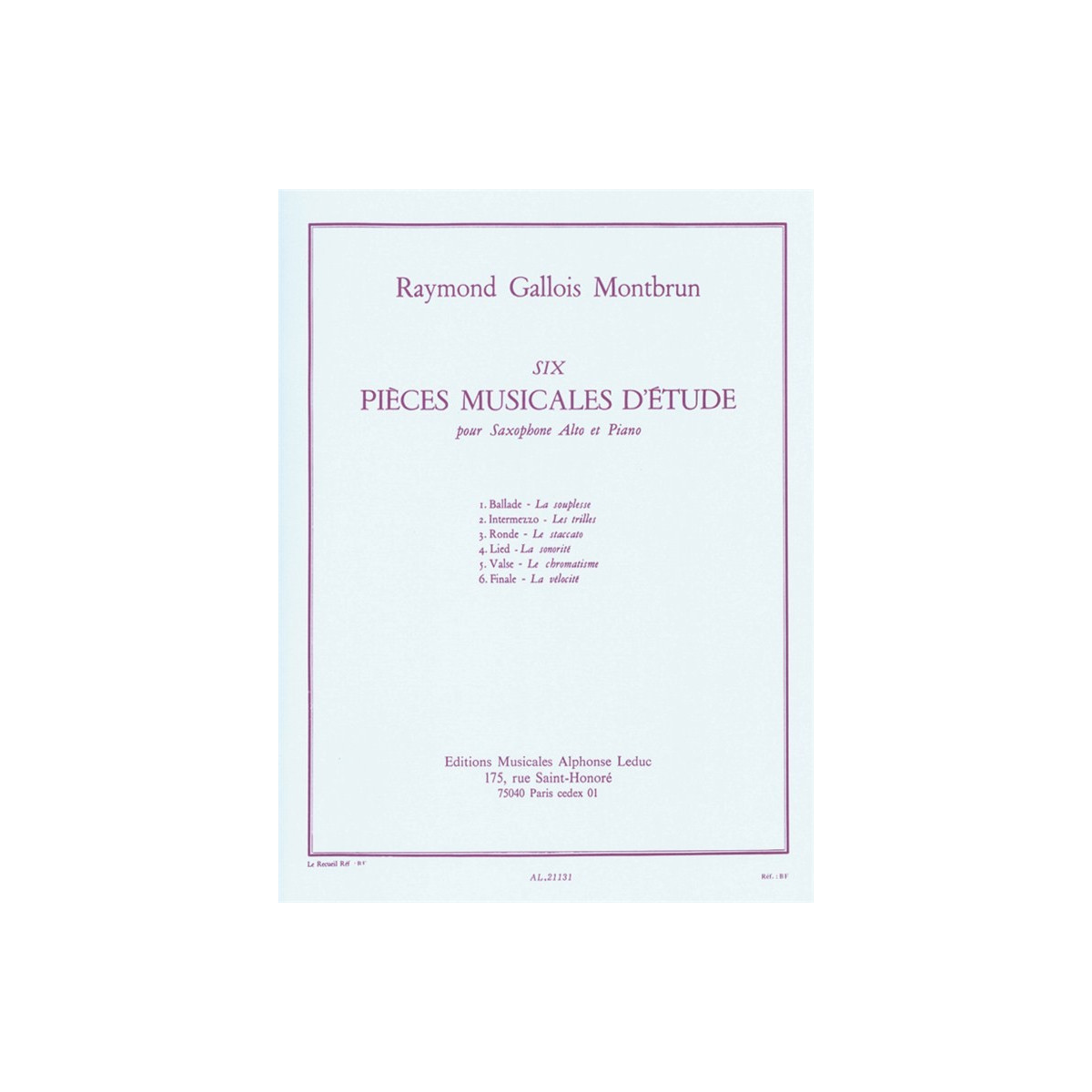 Six pièces musicales d'étude