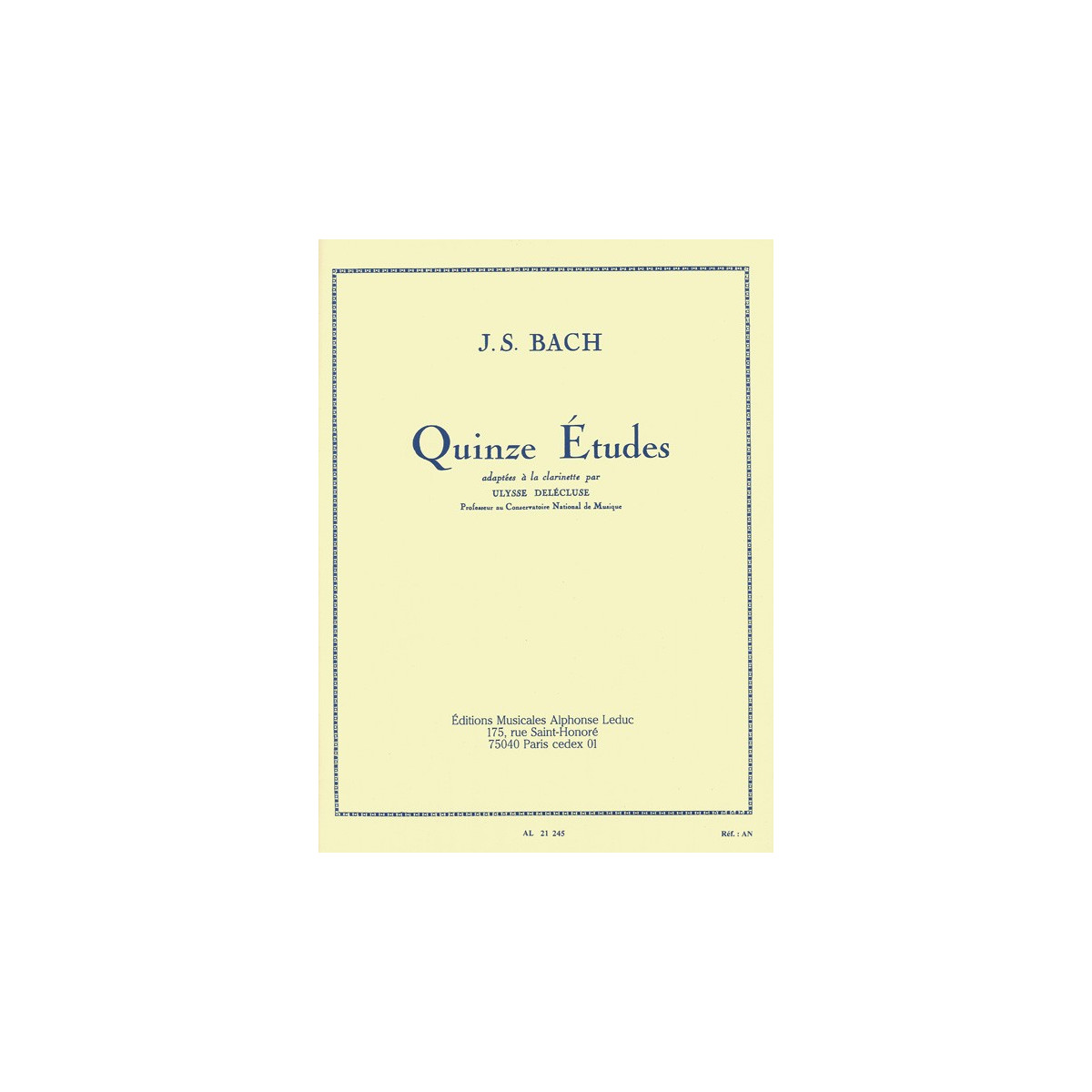 Bach : 15 Études pour Clarinette - éditions Alphonse Leduc