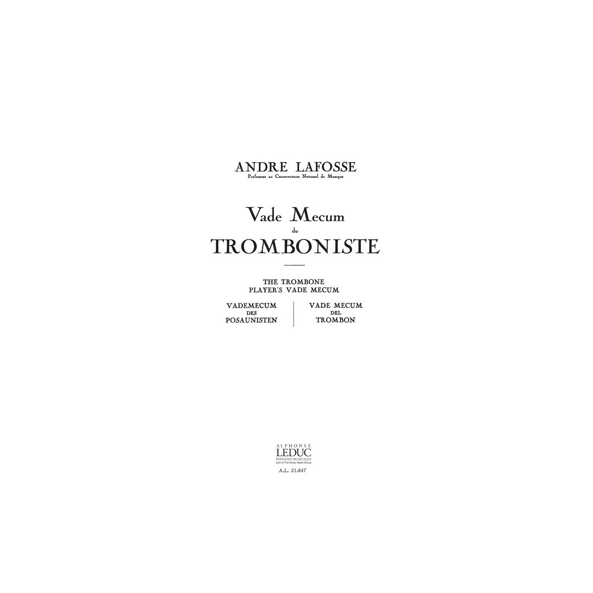 André Lafosse : Vade Mecum du tromboniste