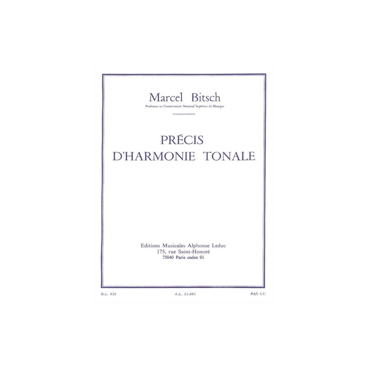 Marcel Bitsch : Précis d’Harmonie Tonale