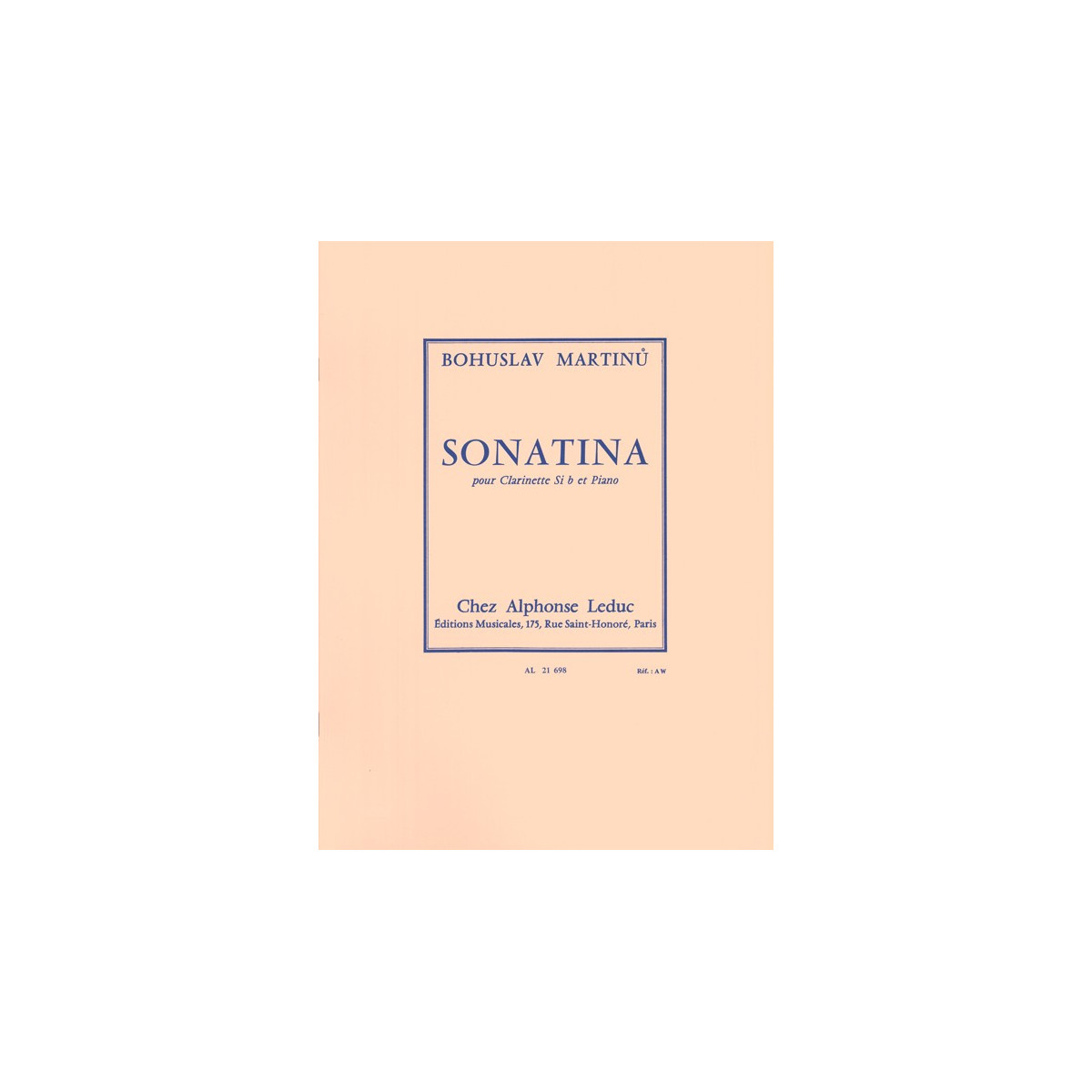 Sonatina For Clarinet And Piano H.356
