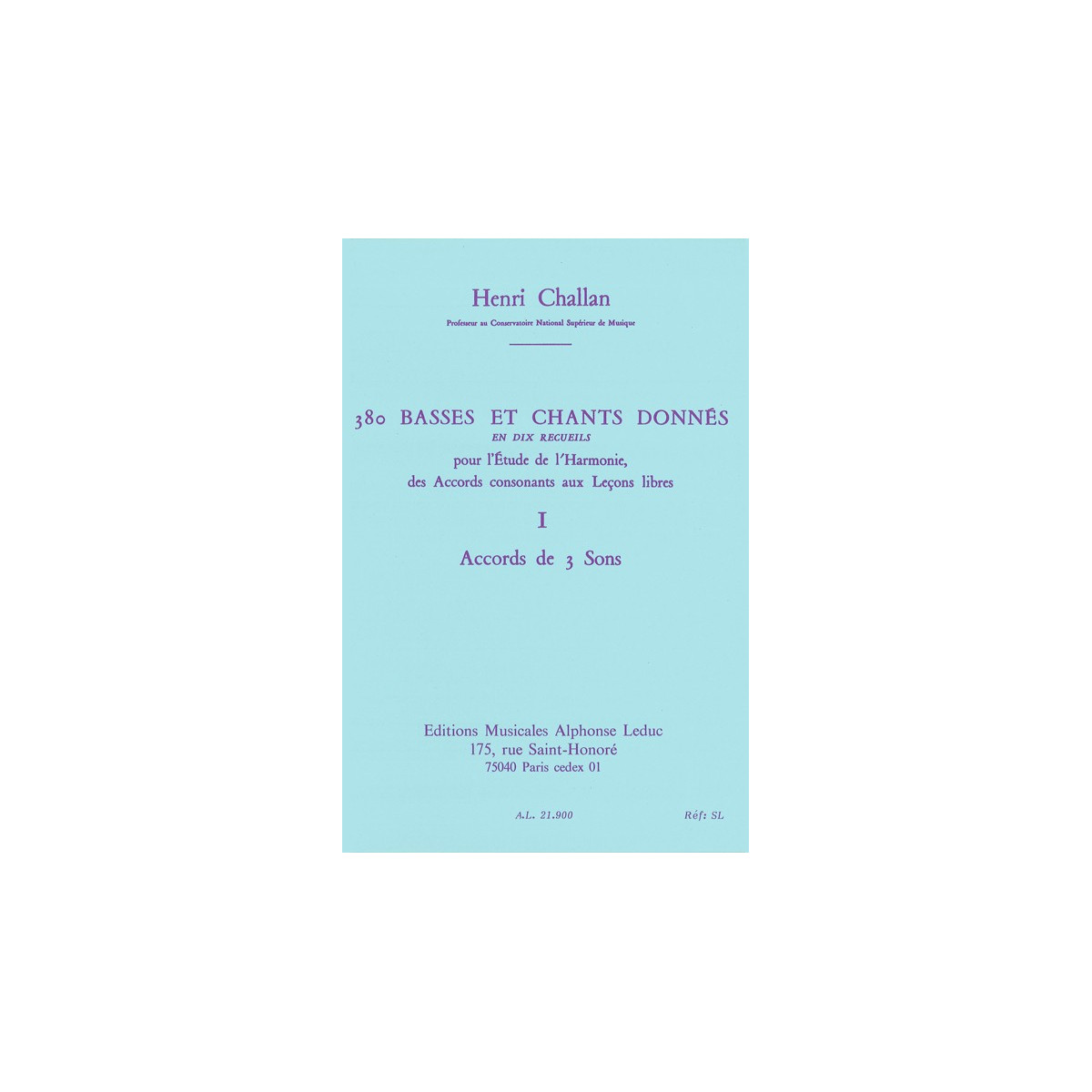 380 Basses et Chants Donnés Vol. 1A - Henri Challan - Alphonse Leduc