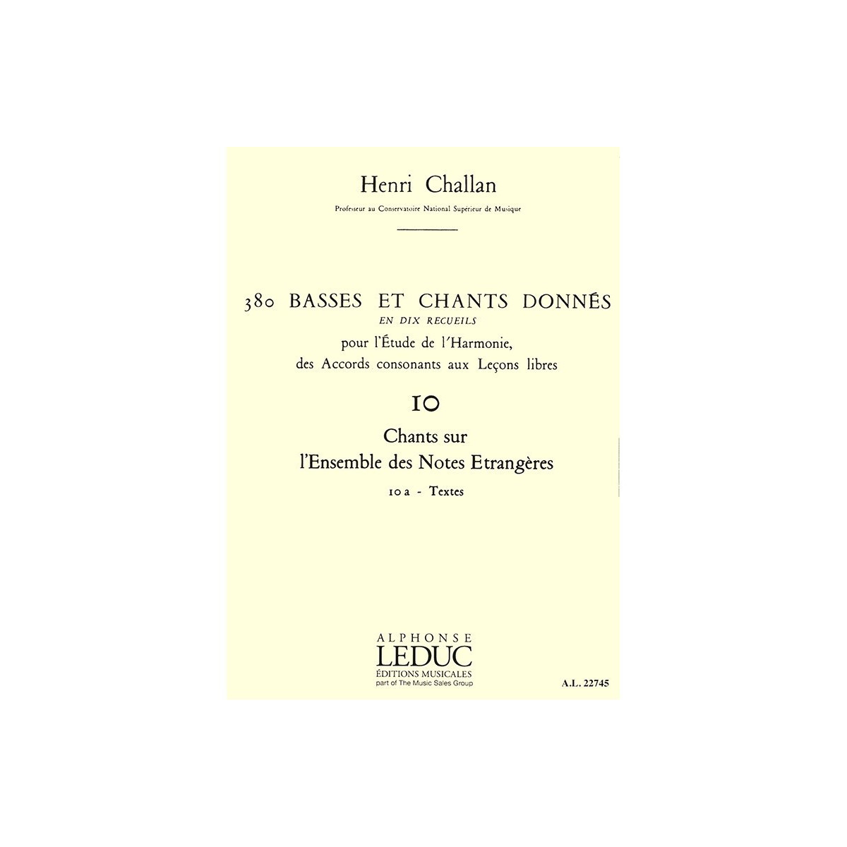 380 Basses et Chants Donnés Vol. 10A - Henri Challan