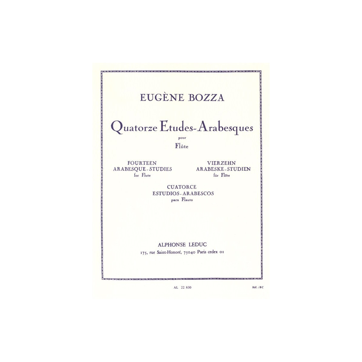 14 Etudes-Arabesques - Flute - Eugène Bozza - Alphonse Leduc