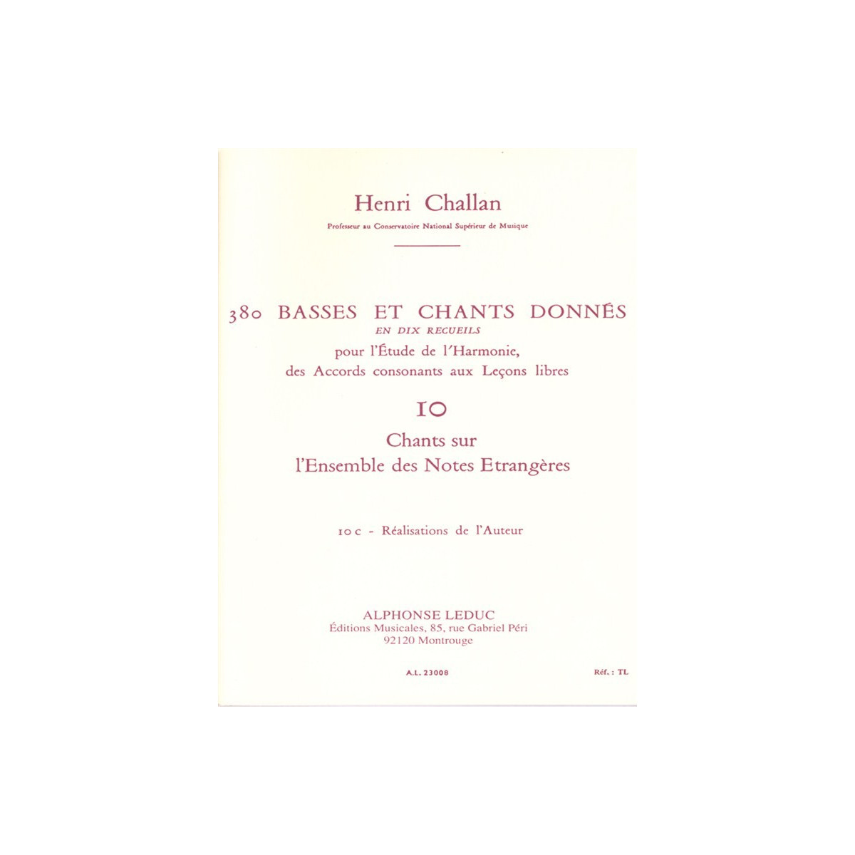 380 Basses et Chants Donnés Vol. 10C - Henri Challan