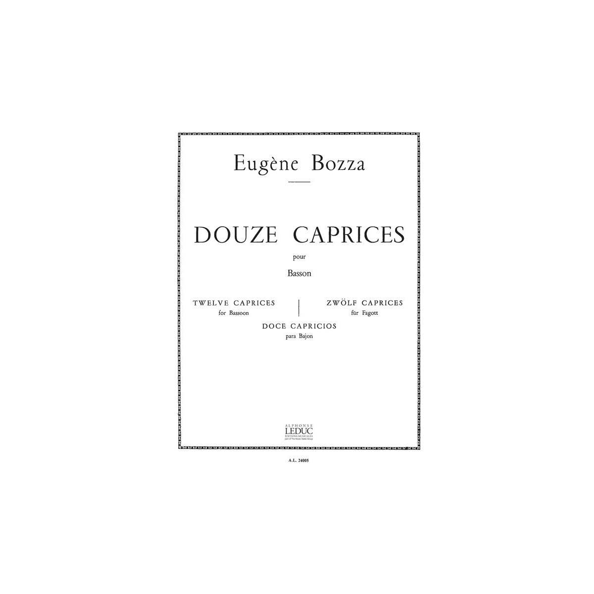 Bozza : 12 Caprices pour basson - éditions Alphonse Leduc
