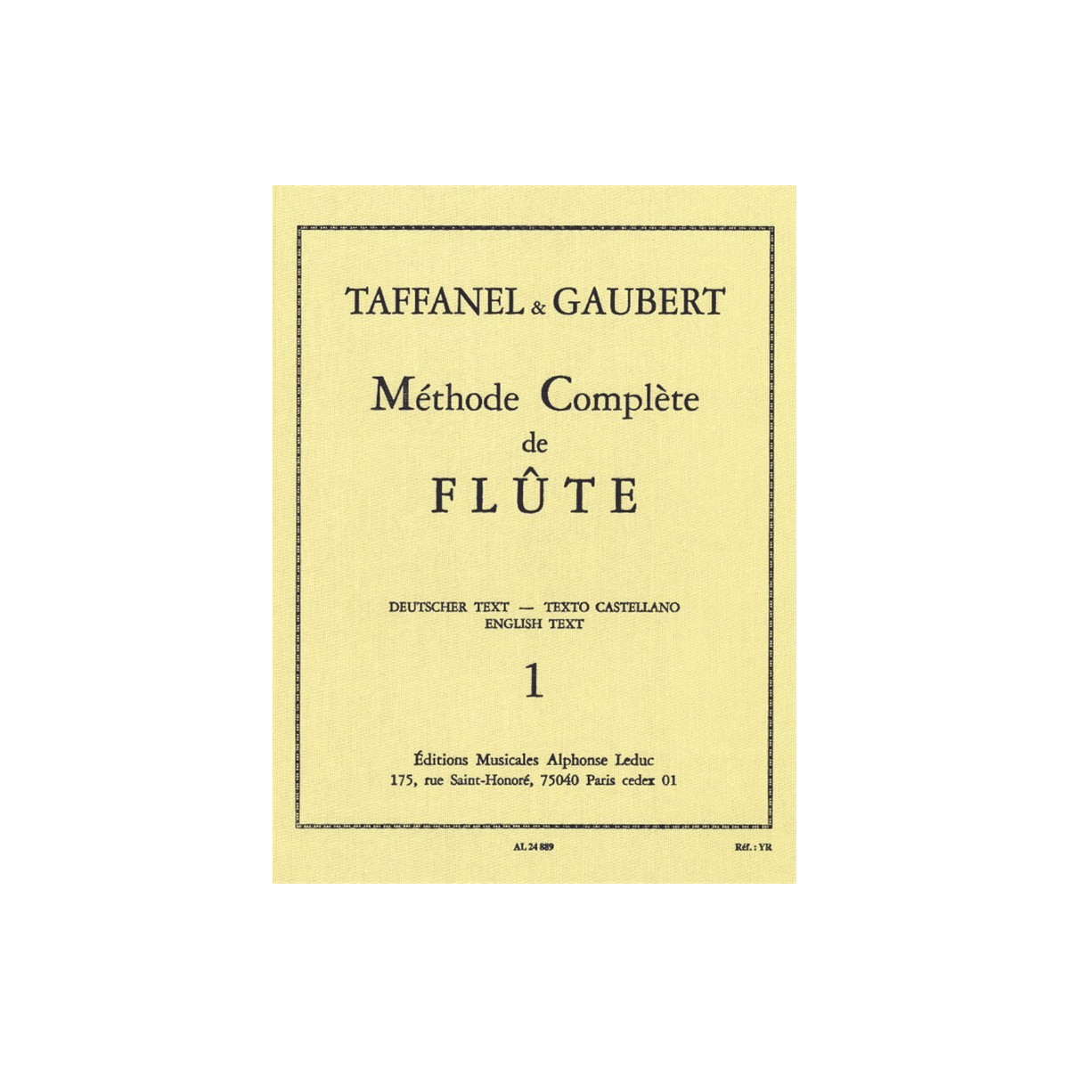 Méthode Complète de Flûte Vol. 1 - Taffanel Gaubert - Alphonse Leduc