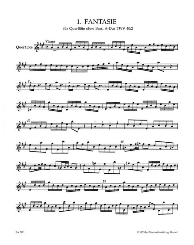 Georg Philipp Telemann : 12 Fantaisies pour Flute Seule TWV 40:1-12