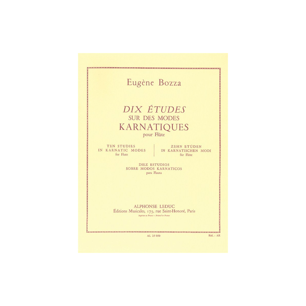Bozza : 10 Etudes Sur Des Modes Karnatiques
