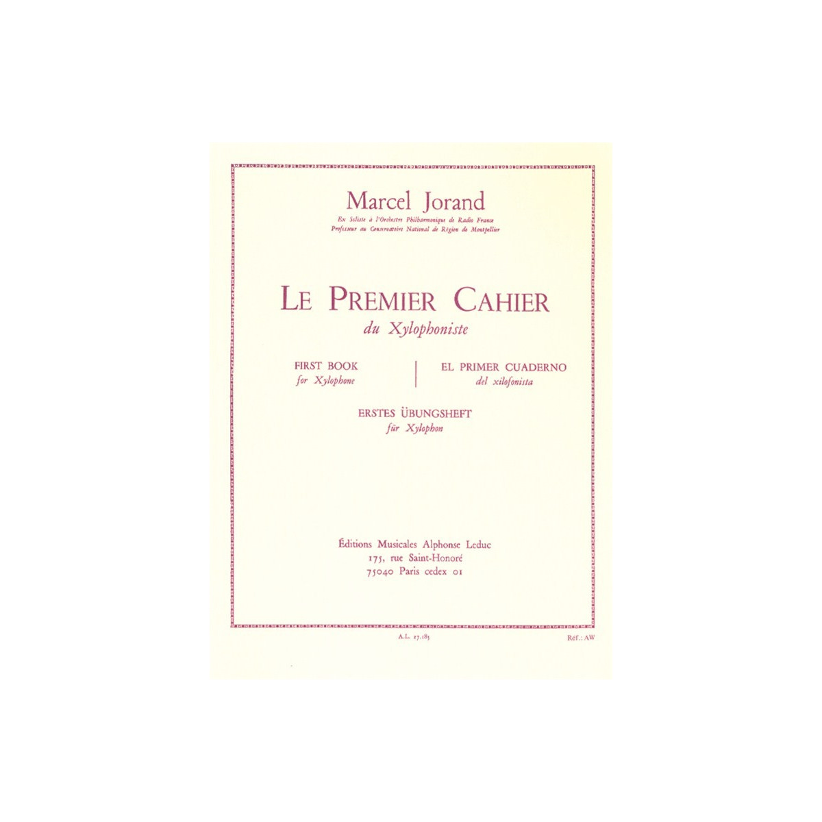 Premier Cahier Du Xylophoniste