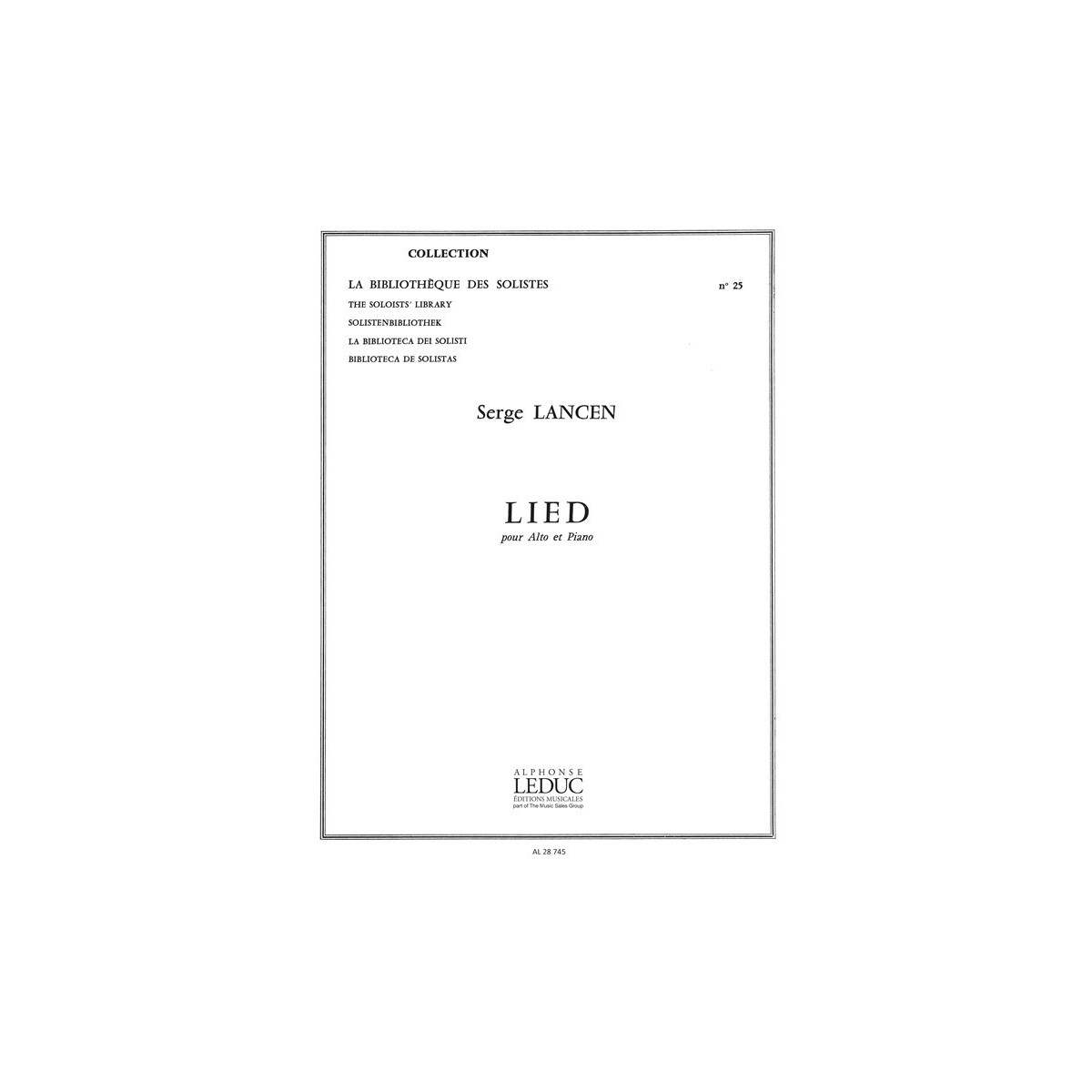 Lied pour Alto et Piano - Serge Lancen - Alphonse Leduc
