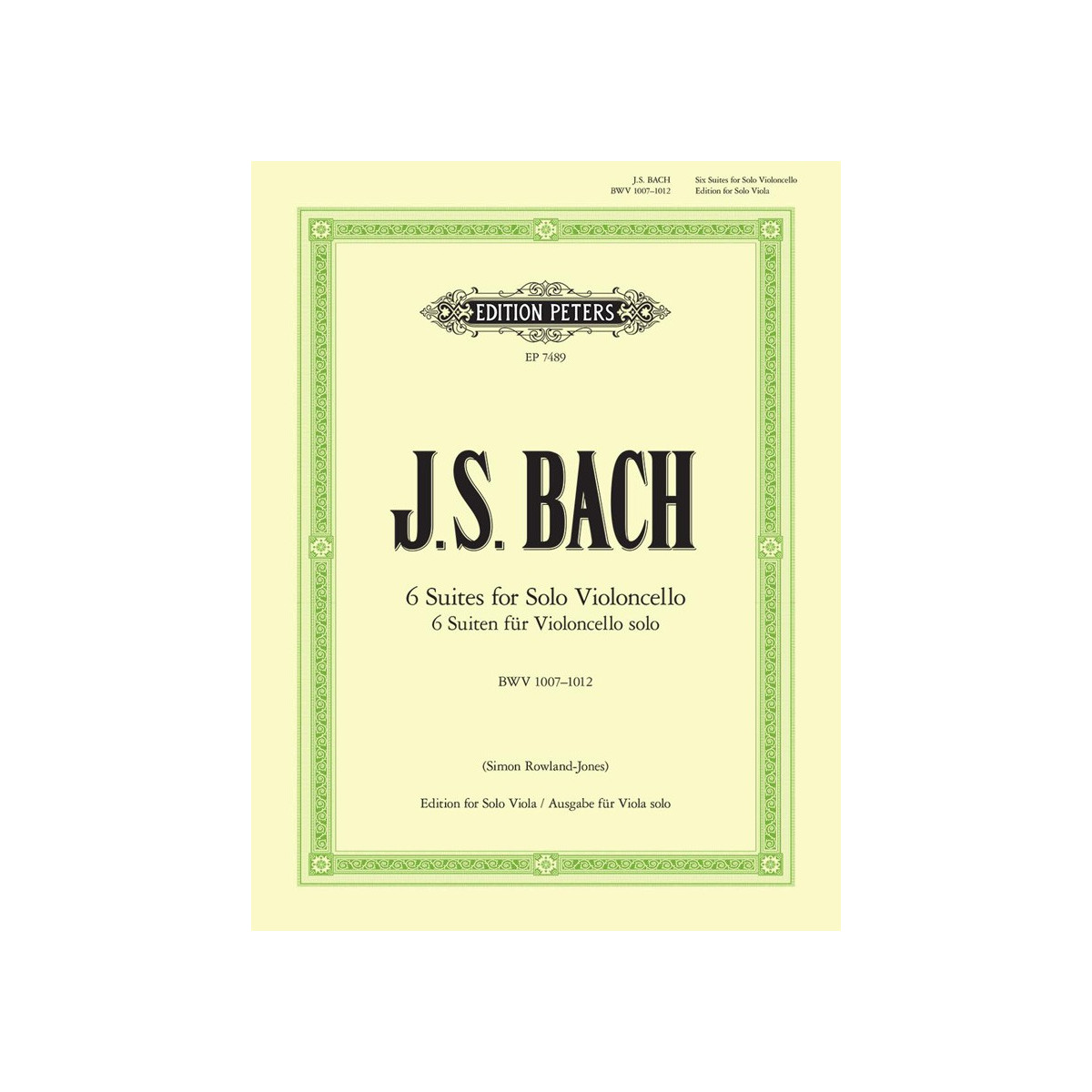 6 Suites Pour Violoncelle Seul BWV 1007-1012 Transcrites Pour Alto